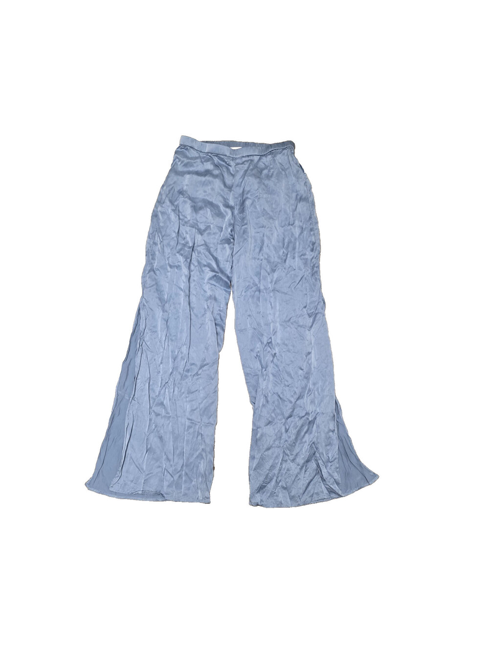 Lunya Silk Black Pants Side Slits Pull On Size S Luxury Loungewear Light blue